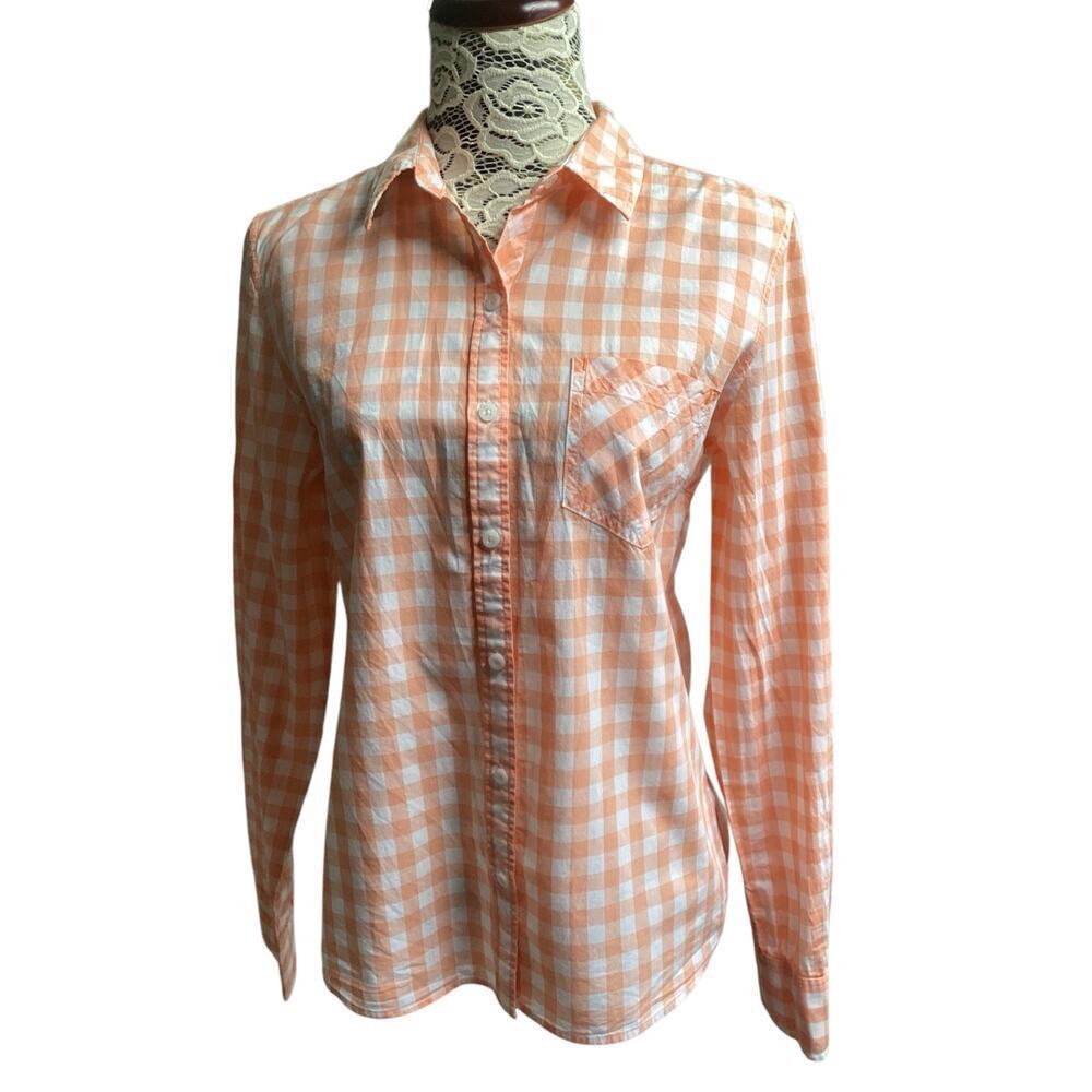Patagonia Long Sleeve Roll Button Up Tab Sleeve Size 10 orange